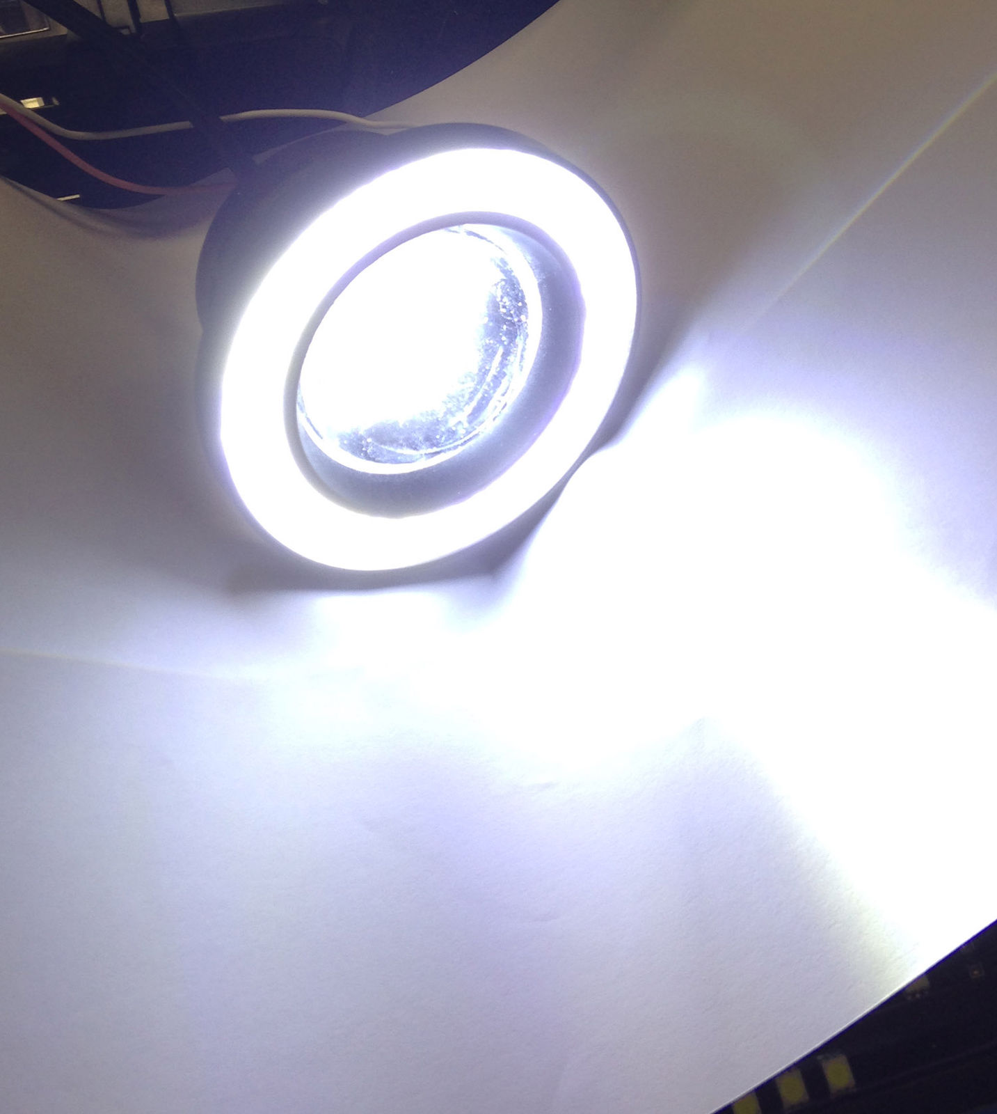 Projector Cob LED Fog DRL Spot Lights Angel Eyes Pair 2400 Lumens For BMW Mini
