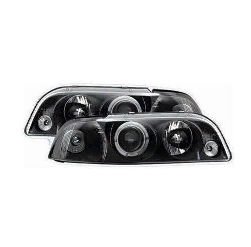 Black LED Halo Ring Projector Headlights For Fiat Punto Mk1 1993-1999