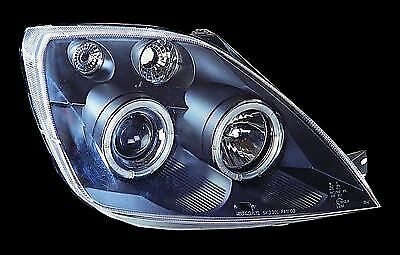 Black LED Halo Ring Projector Headlights For Ford Fiesta 6 02-07 Rhd