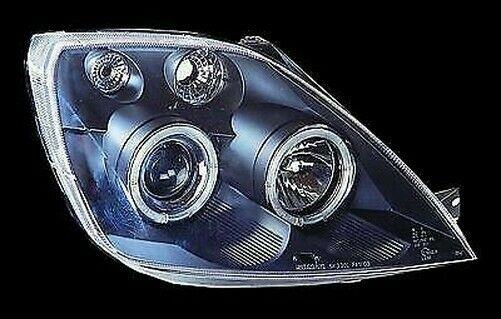 Black LED Halo Ring Projector Headlights For Ford Fiesta 6 02-07 Rhd