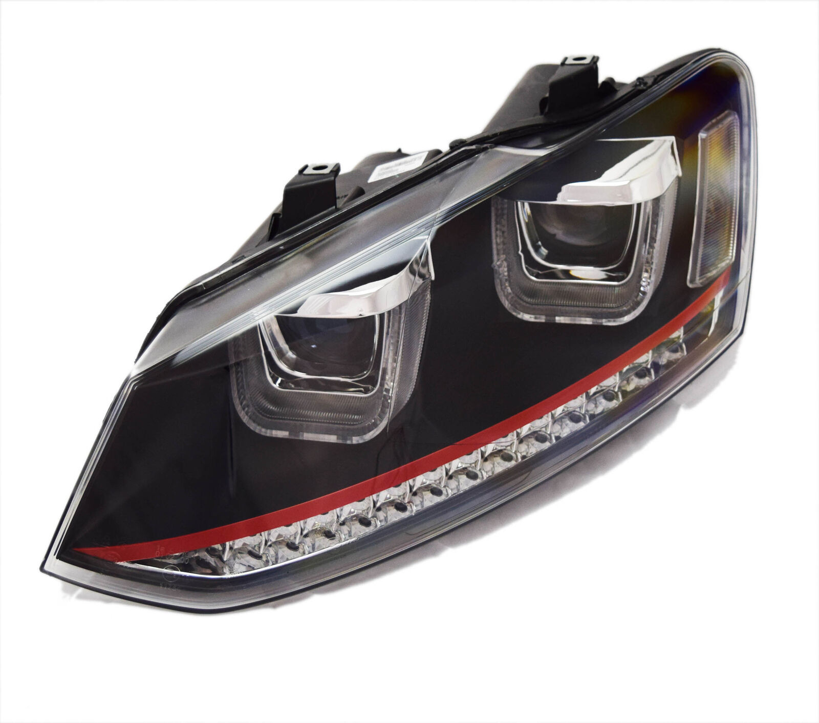 Lhd For VW Polo 6R Black DRL LED Projector Headlights Dynamic Indicator