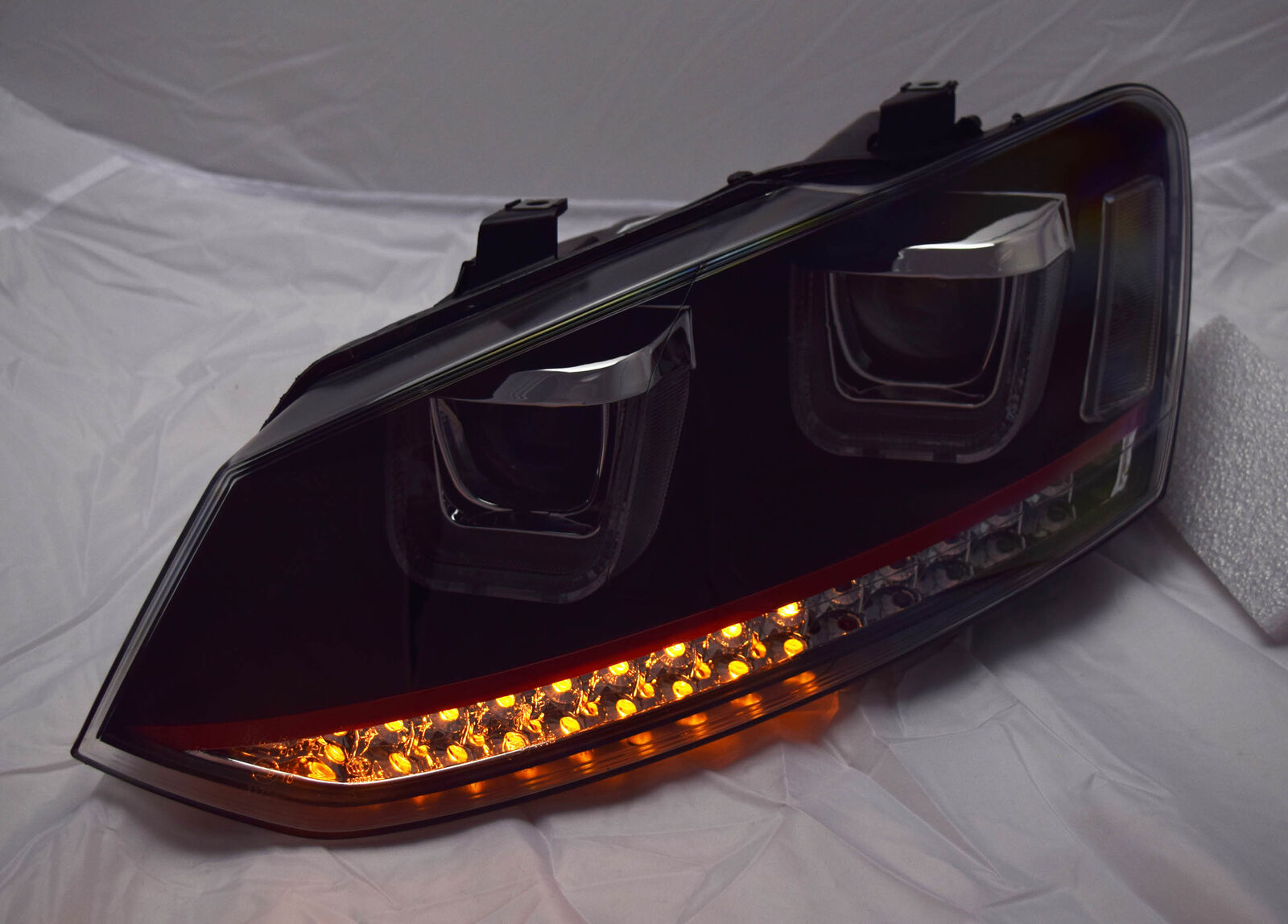 Lhd For VW Polo 6R Black DRL LED Projector Headlights Dynamic Indicator