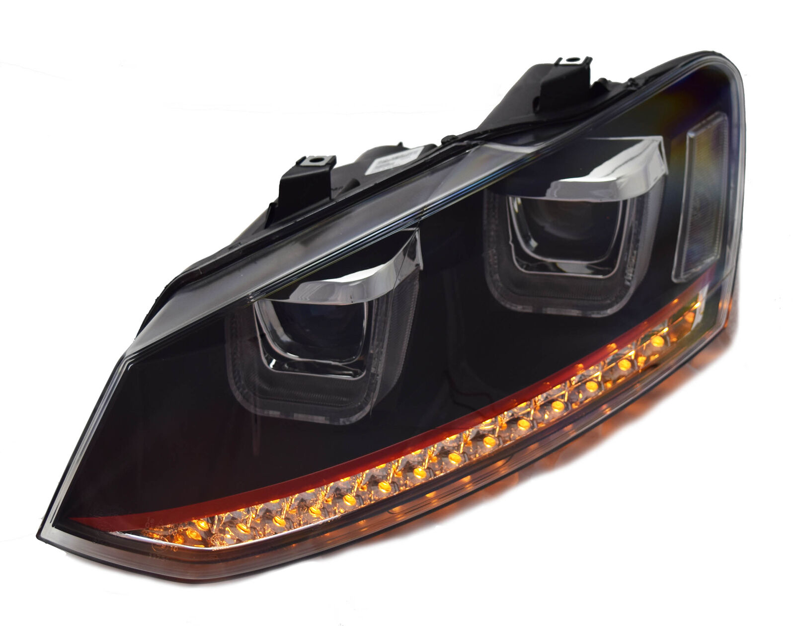 Lhd For VW Polo 6R Black DRL LED Projector Headlights Dynamic Indicator