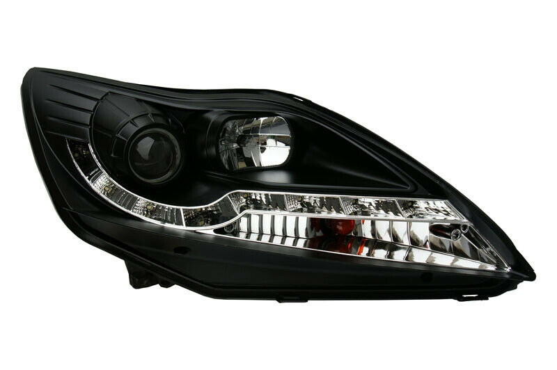 UK RHD Head Lamps Ford Focus MK2 LED DRL Look Head Lights black