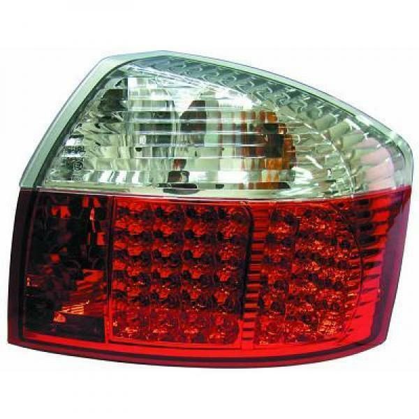 Back Rear Tail Lights Pair Set LED Crystal Red White For Audi A4 8E 00-04 saloon