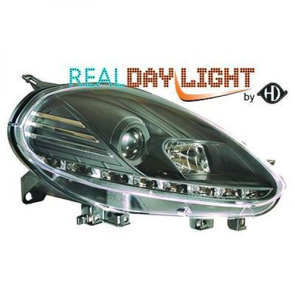 LHD Projector LED DRL Headlights Pair Clear Black Fiat Punto Evo 0911 Car Mod Shop