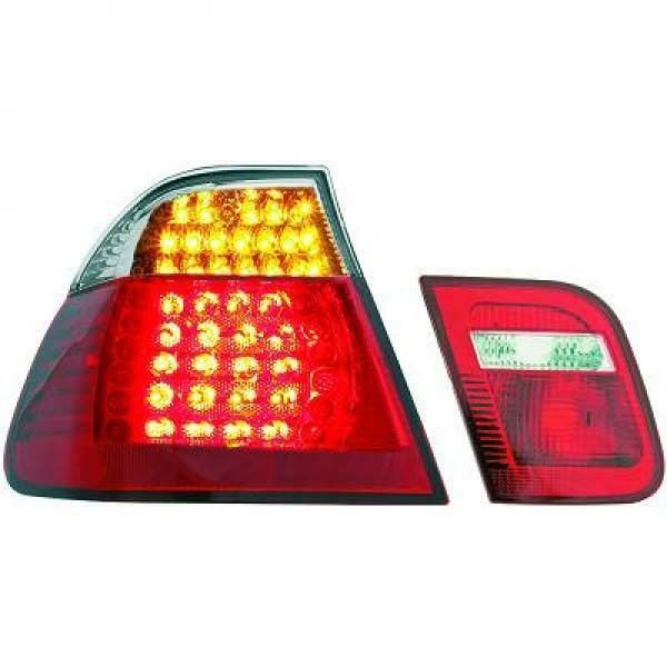 Back Rear Tail Lights Pair Set LED Clear Red White For BMW E46 Saloon 01-05
