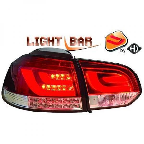 Back Rear Tail Lights Pair Set Clear Red Chrome For VW Golf VI Saloon 08-12