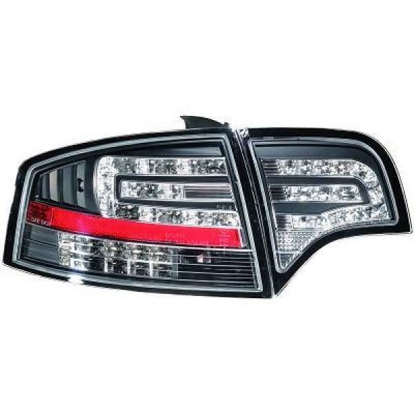 Back Rear Tail Lights Pair Set LED Clear Black For Audi A4 Saloon Avant 8E 04-07