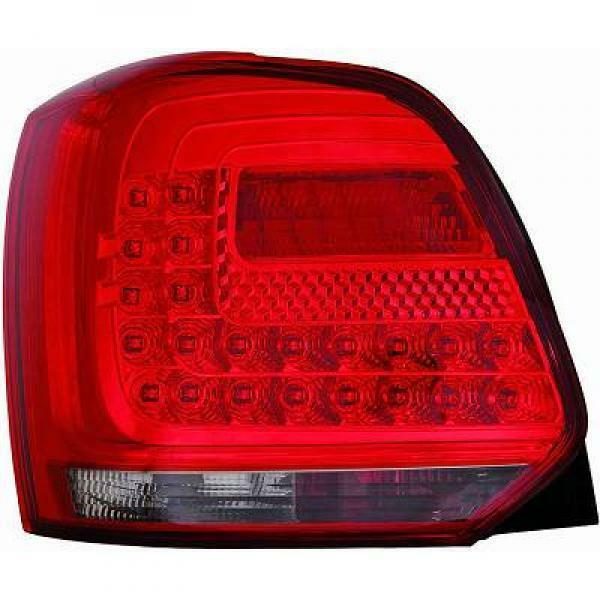 Back Rear Tail Lights Pair Set LED Clear Red Black For VW Polo 09-14