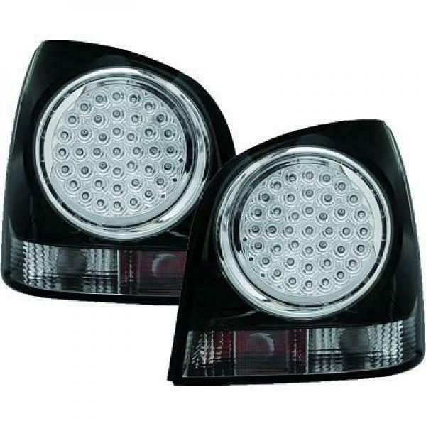 Back Rear Tail Lights Pair Set LED Clear Black For VW Polo 01-05