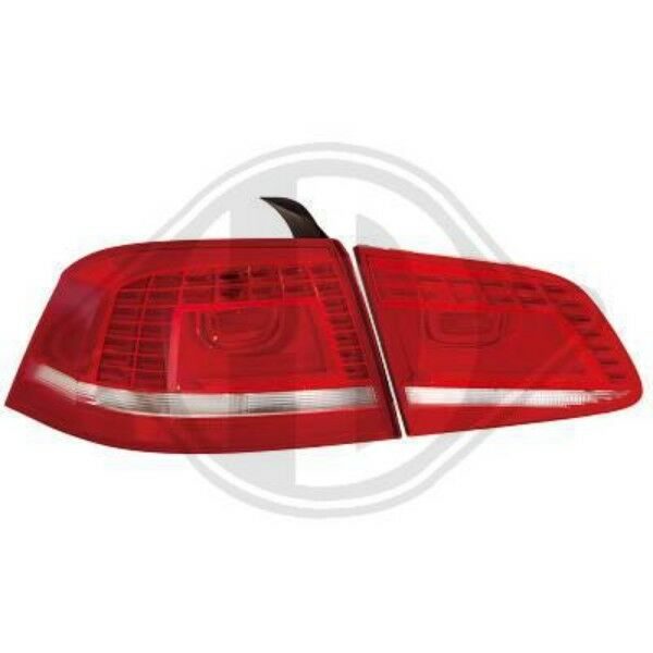 Back Rear Tail Lights Pair Set LED Clear Red For VW Passat Saloon 10-On