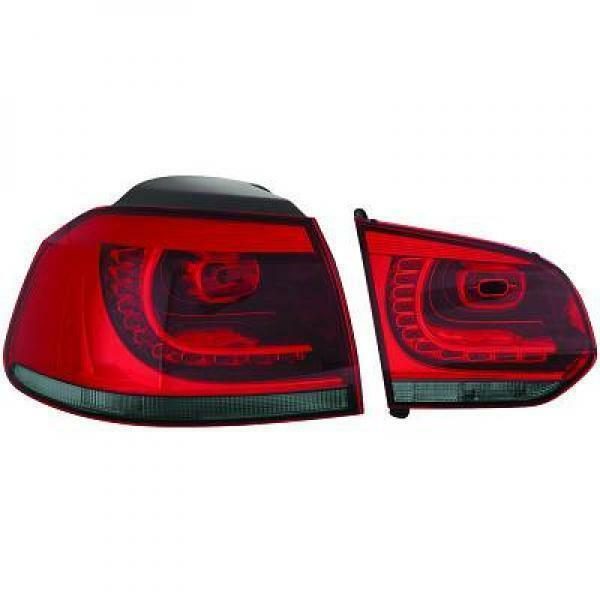 Back Rear Tail Lights Pair Set LED Clear Red Smoke For VW Golf VI 08-12