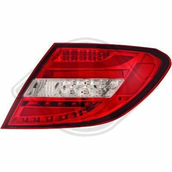 Back Rear Tail Lights Pair Set LED Clear Red For Mercedes C Class W204 11-On