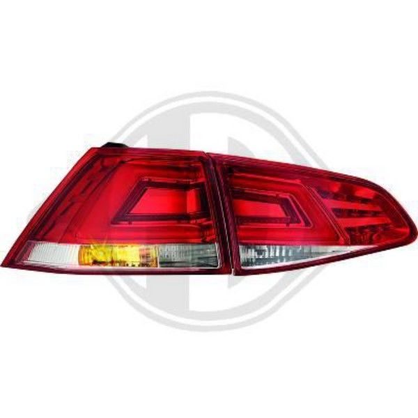 Back Rear Tail Lights Pair Set LED Red White Chrome For VW Golf VII 12-On