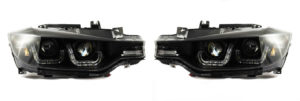 For BMW 3 Series F30 F31 2011-15 Black LED DRL Double U Projector Headlights