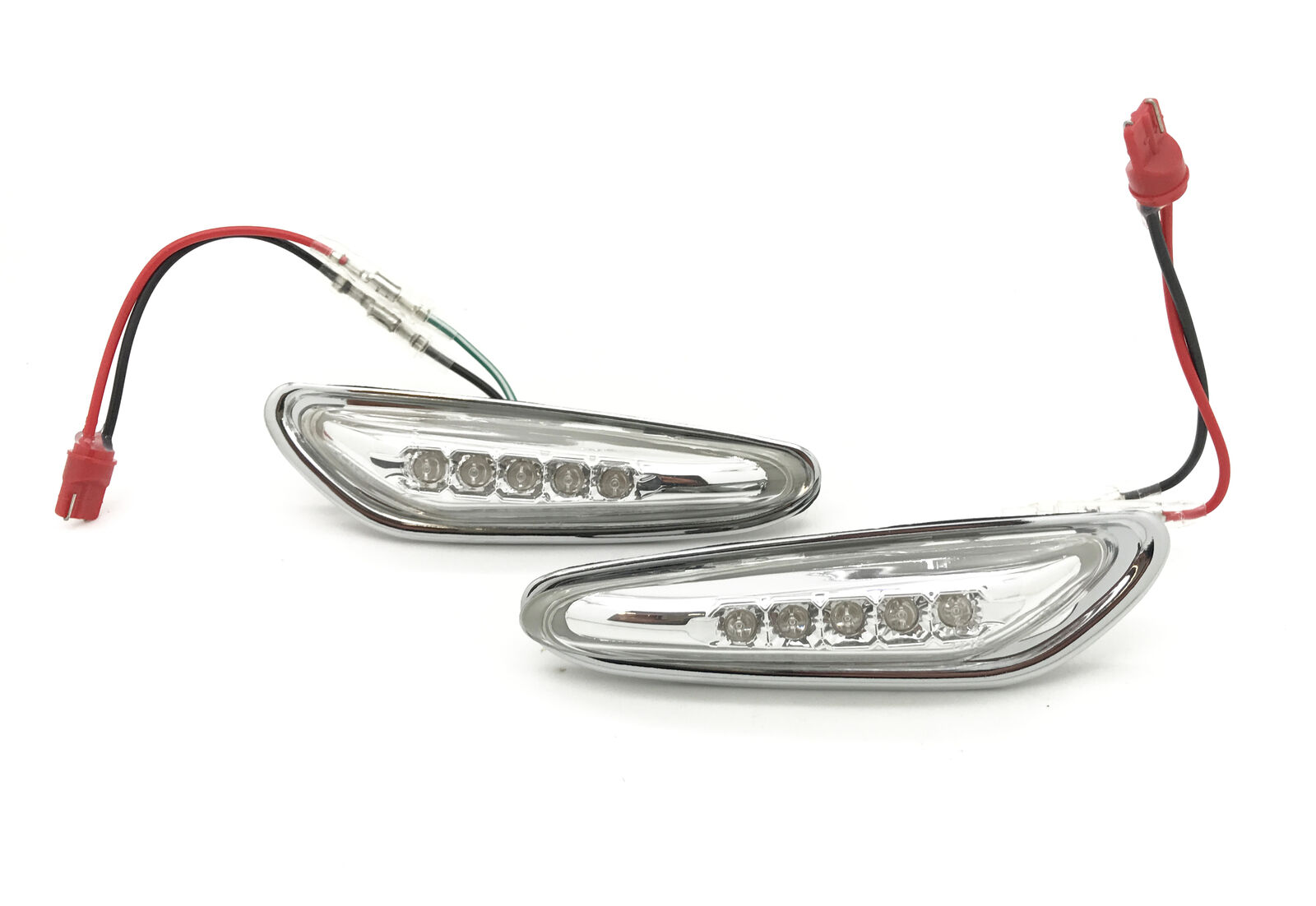 Pair LED Side Repeaters Indicator Part Chrome For BMW E46 Sedan Saloon