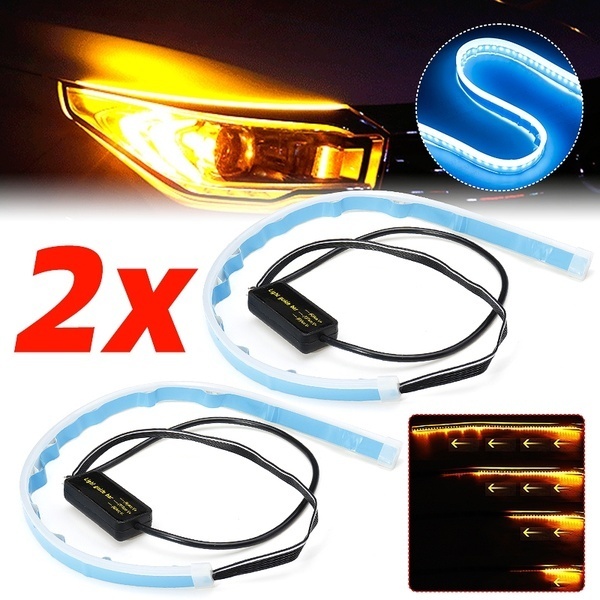 Dynamic Sequential White/Amber LED DRL Daytime Running Lights and Turn Signal Bar for Chrysler 200 300 300M models 