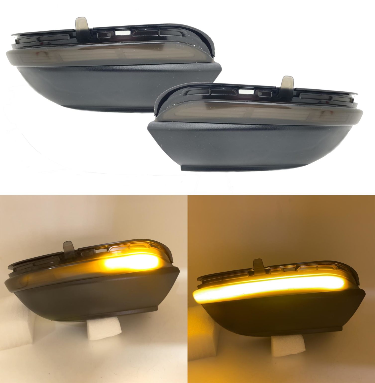 Pair black smoked LED dynamic wing mirror indicators for VW Car Mod Shop