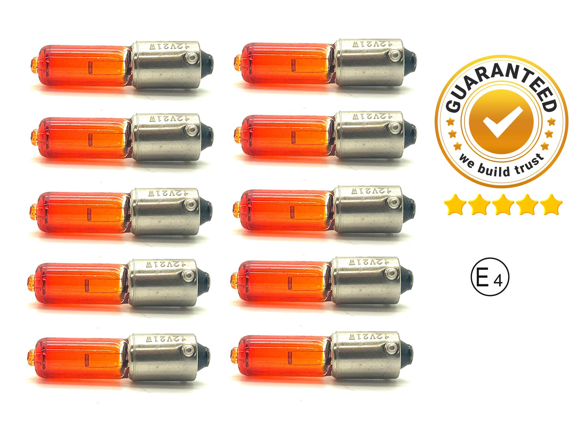 10 X 12v HY21w bax9s 927 21w amber orange yellow indicator bulbs – Car ...